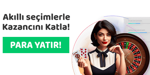 Roulette masasında iskambil kartı tutan kadın ve para yatır butonu